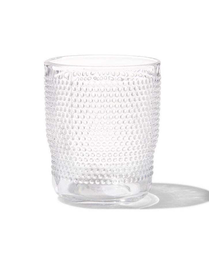HEMA Waterglas Bergen bolletjes reliëf 270ml, Verzamelen, Glas en Borrelglaasjes, Nieuw, Verzenden