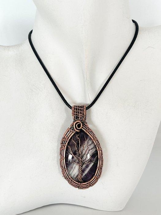 Amethist - Levensboom - Koper - 6,5 cm - Hanger, Verzamelen, Mineralen en Fossielen