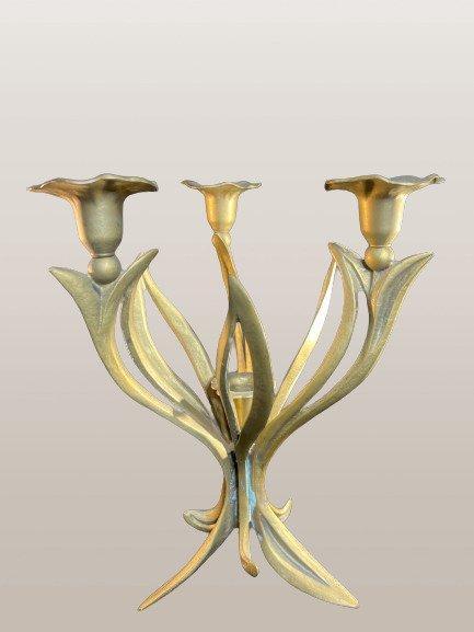 Kandelaar - Messing - Art Nouveau stijl, met 4, Antiek en Kunst, Curiosa en Brocante
