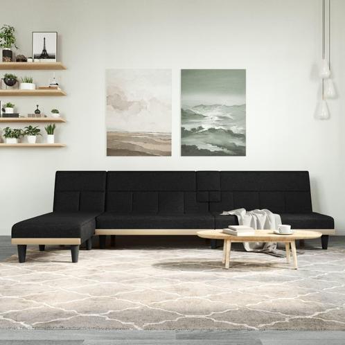 vidaXL Slaapbank L-vormig 255x140x70 cm fluweel zwart, Huis en Inrichting, Banken | Bankstellen, Nieuw, Minder dan 150 cm, Stof