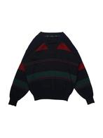 Vintage Navy V-Neck Printed Knit Sweater maat M, Kleding | Heren, Ophalen of Verzenden, Zo goed als nieuw, Vintage
