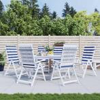 vidaXL Stoelkussens 6 st hoge rug gestreept stof wit en, Verzenden, Nieuw