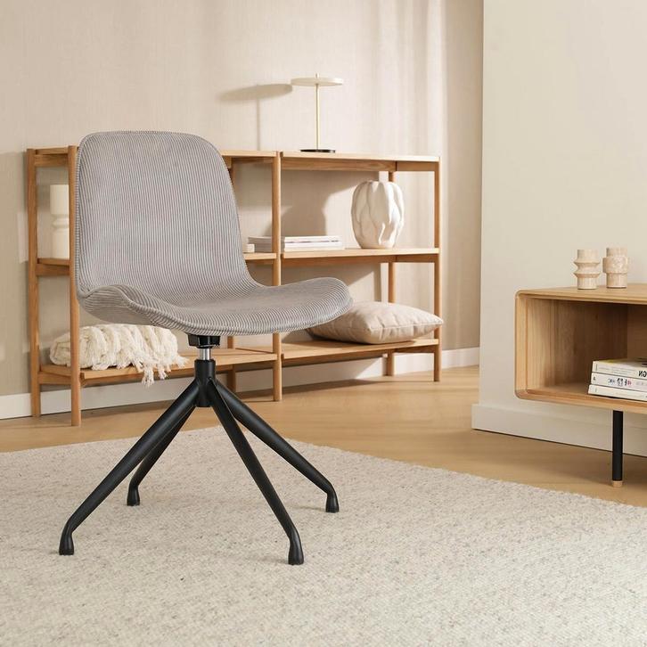 Draaibare eetkamerstoel | Grijs | Ribstof | Corduroy, Huis en Inrichting, Stoelen, Eén, Grijs, Nieuw, Verzenden