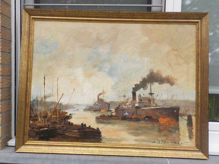 Henri Joseph Pauwels (1903-1983) - Bedrijvigheid in de haven, Antiek en Kunst, Kunst | Schilderijen | Klassiek