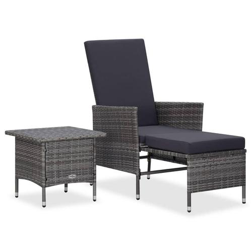 vidaXL 2-delige Loungeset met kussens poly rattan grijs, Tuin en Terras, Tuinsets en Loungesets, Loungeset, Nieuw, 2 zitplaatsen