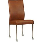 Leren eetkamerstoel Comfort met wieltjes - Granada Savannah, Huis en Inrichting, Stoelen, Overige kleuren, Nieuw, Leer, Ophalen of Verzenden