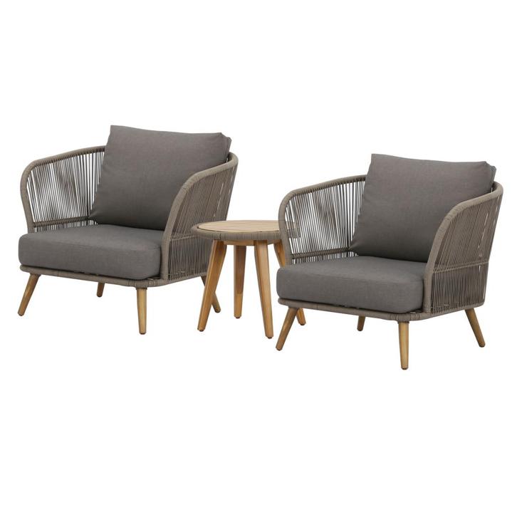 Volterra lounge balkonset 3-delig licht bruin wicker, Tuin en Terras, Tuinsets en Loungesets, Nieuw, Wicker, Ophalen of Verzenden