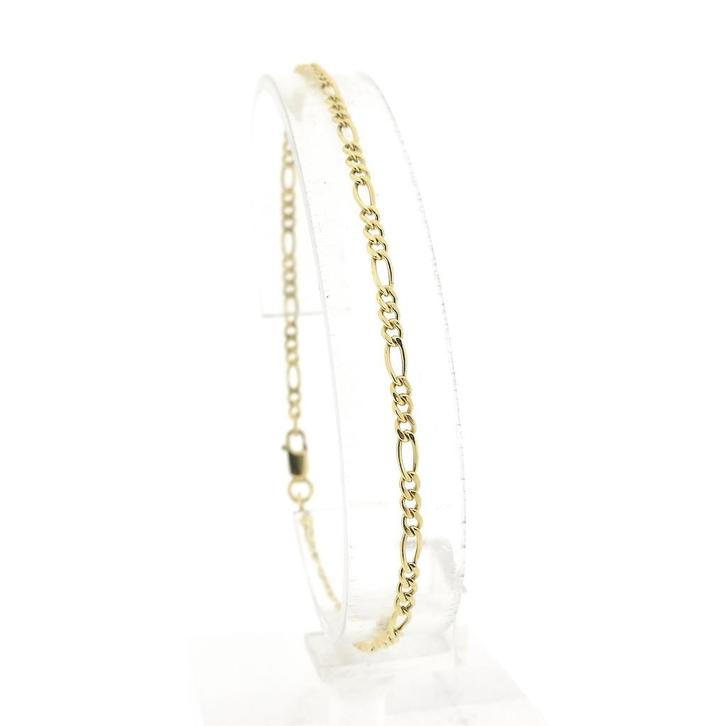 Gouden Figaro schakel armband | 21,5 cm (unisex), Sieraden, Tassen en Uiterlijk, Armbanden, Overige kleuren, Gebruikt, Goud, Ophalen of Verzenden
