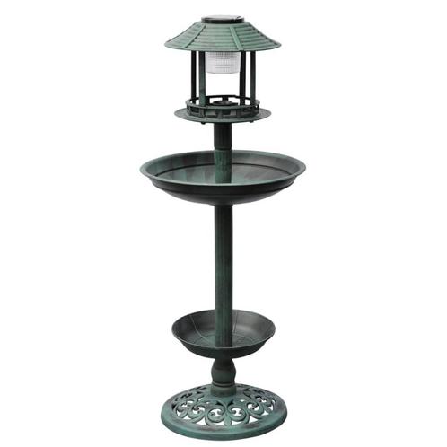 vidaXL Vogelbad/voederhuisje met solarverlichting, Tuin en Terras, Vogelhuisjes en Vogelbaden, Nieuw, Verzenden