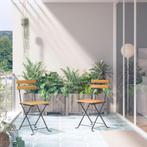 vidaXL Tuinstoelen 2 st inklapbaar staal en massief, Tuin en Terras, Tuinstoelen, Verzenden, Nieuw, Hout