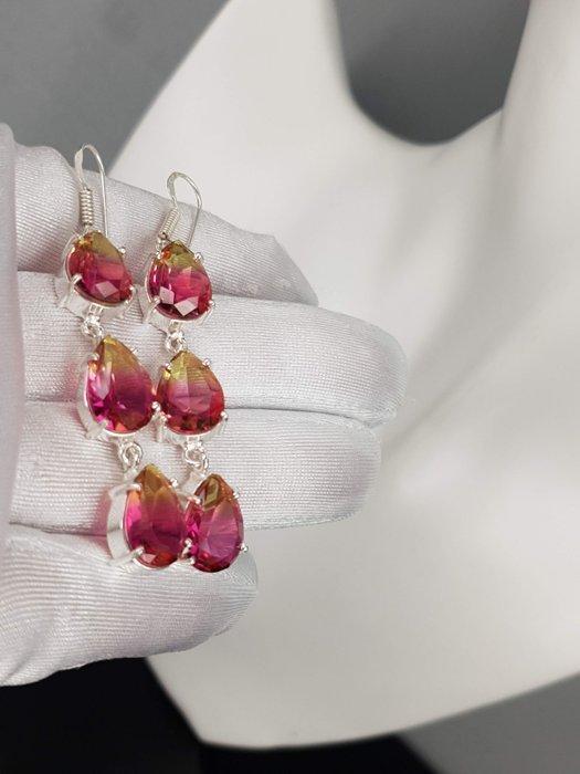 Zilver, Watermeloen Toermalijn - Oorbellen, Verzamelen, Mineralen en Fossielen