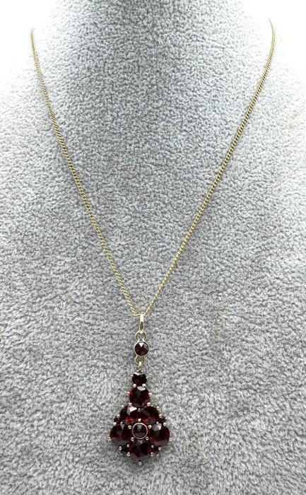 Zonder minimumprijs - Ketting Zilver Granaat, Sieraden, Tassen en Uiterlijk, Antieke sieraden