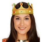 Gouden koninginnen kroon met glitters - Kronen, Hobby en Vrije tijd, Feestartikelen, Nieuw, Ophalen of Verzenden