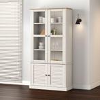vidaXL Vitrinekast VIGO 85x35x170 cm massief grenenhout wit, Verzenden, Nieuw, 50 tot 100 cm, 25 tot 50 cm
