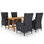 vidaXL 5-delige Tuinset zwart, 4 zitplaatsen, Nieuw, Tuinset, Verzenden