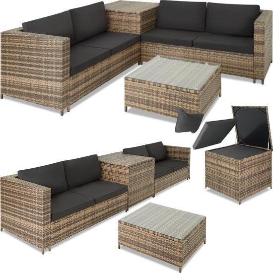 2dekans | Tectake - Wicker Loungeset Siena (4 Personen) -, Tuin en Terras, Tuinsets en Loungesets, Zo goed als nieuw, Ophalen of Verzenden