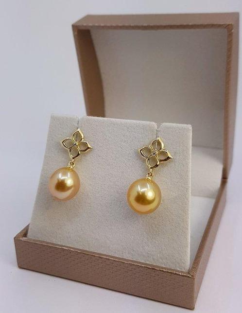 Oorbellen 10x11mm Gouden Zuidzee Parels - 14 kt. Geel goud -, Sieraden, Tassen en Uiterlijk, Oorbellen