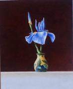 Ruud Verkerk - Gouds plateel met blauwe Iris.