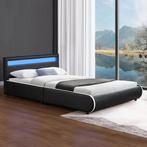 Gestoffeerd bed Sevilla - 140 x 200 cm - Zwart - LED verlich, Verzenden, Nieuw