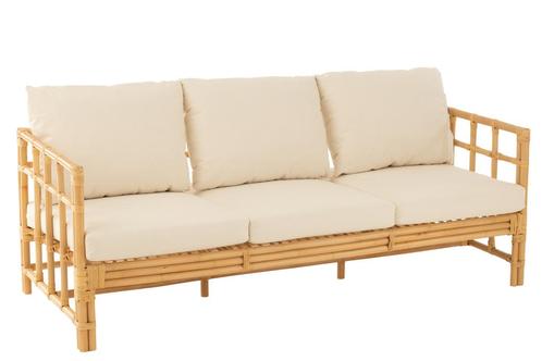 J-LINE SOFA ELISE + KUSSEN 3-PERSOONS ROTAN/TEXTIEL NATUR..., Tuin en Terras, Aarde en Mest, Overige typen, Ophalen of Verzenden