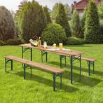 Houten Biertafelset / Bierbank Passau - 3-delig - Inklapbaar, Tuin en Terras, Tuintafels, Verzenden, Nieuw
