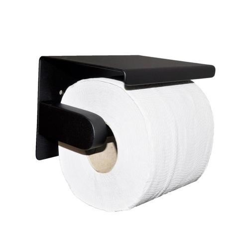 Toiletrolhouder met Plateau BWS RVS Mat Zwart, Doe-het-zelf en Verbouw, Sanitair, Bad, Nieuw, Ophalen of Verzenden