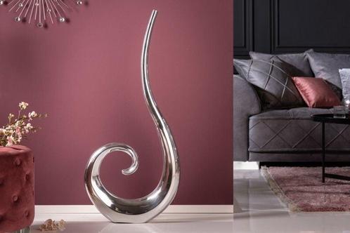 Moderne vaas WAVE XL 106cm zilver aluminium gepolijst, Huis en Inrichting, Woonaccessoires | Vazen, Ophalen of Verzenden