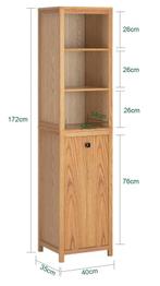 Smalle hoge badkamerkast met wasmand en open vakken, Verzenden, Nieuw