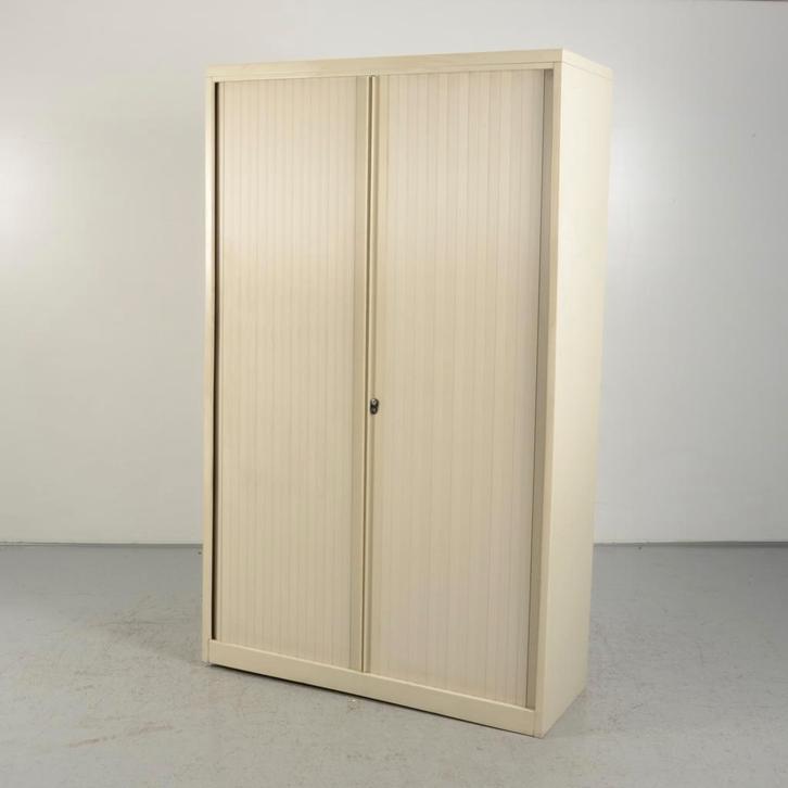Roldeurkast Drentea - Creme - 196 x 120 cm - 4 legborden, Huis en Inrichting, Kasten | Roldeurkasten en Archiefkasten, Ophalen of Verzenden