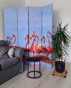 Kamerscherm canvas 4 panelen Flamingo - goedkoop -aanbieding, Huis en Inrichting, Nieuw, Verzenden
