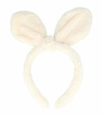 Haarband Diadeem 2,5cm – Strik Oortjes – Teddy Stof – Creme, Nieuw