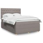 vidaXL Boxspring met matras stof taupe 140x200 cm, Verzenden, 140 cm, 200 cm, Stof