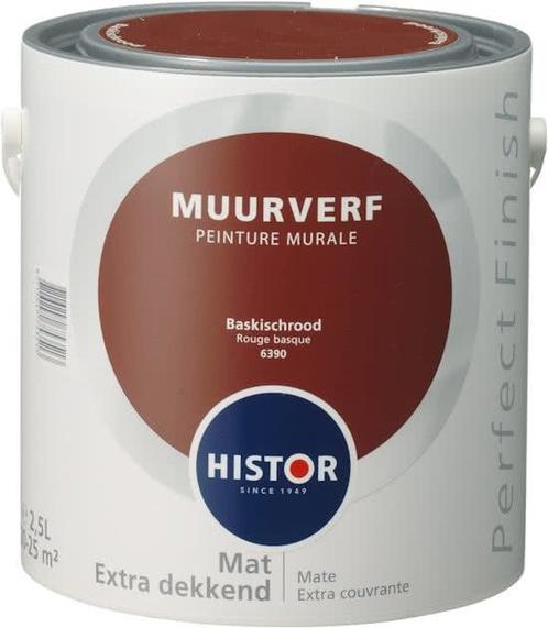 Histor Perfect Finish Muurverf Mat - Baskisch Rood 6390 -..., Doe-het-zelf en Verbouw, Verf, Beits en Lak, Verf, Rood, Nieuw, Minder dan 5 liter