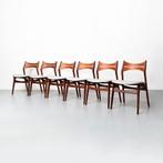 Vintage Deense eetkamerstoelen (Erik Buch), set van 6, Huis en Inrichting, Stoelen, Gebruikt, Hout, Mid Century, Deens Design, Vintage, Scandinavisch
