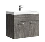 Badkamermeubel Montreal Set 01 60 x 35 cm Grijs Eiken, Verzenden, Nieuw, Wastafelkast