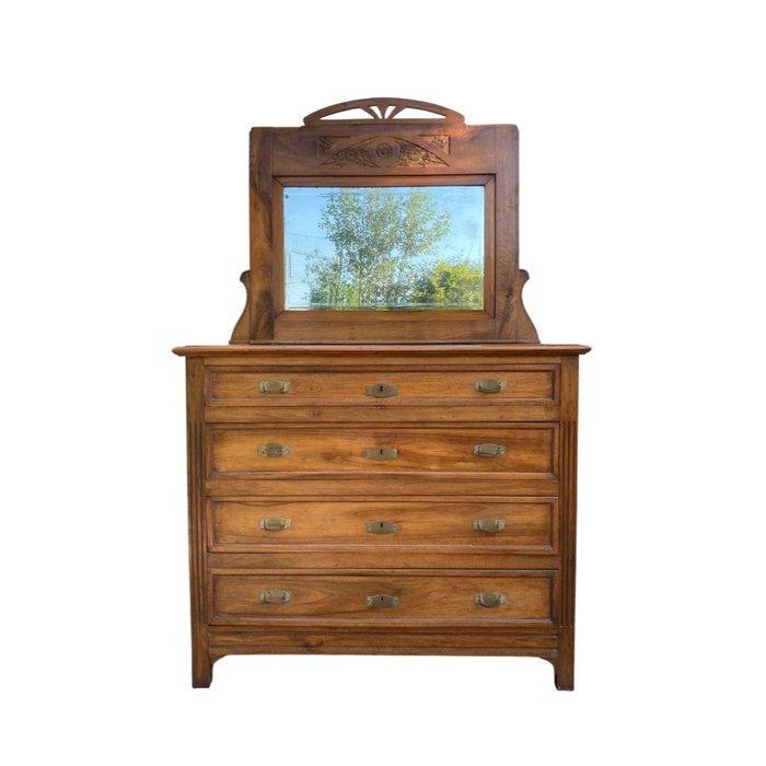 Ladekast - Hout - met spiegel, Antiek en Kunst, Kunst | Designobjecten