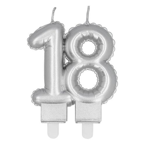 Zilveren Kaars 18 Jaar 8cm, Hobby en Vrije tijd, Feestartikelen, Nieuw, Verzenden
