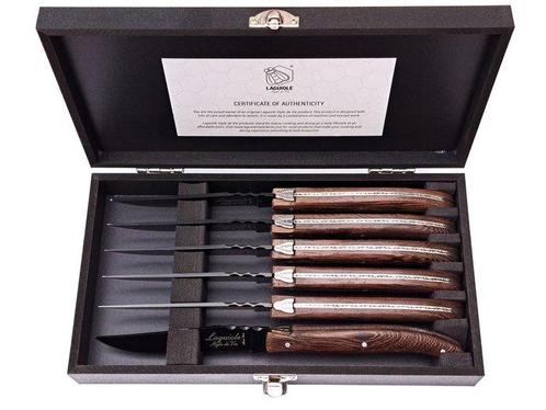 Laguiole - 6x Luxury Steak Knives - Wengé Wood - style de -, Antiek en Kunst, Antiek | Keukenbenodigdheden