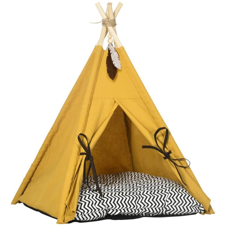 TRUUSK Kattenhuis Tipi-Tent Hondenbed - Inclusief Kussen en, Dieren en Toebehoren, Konijnen