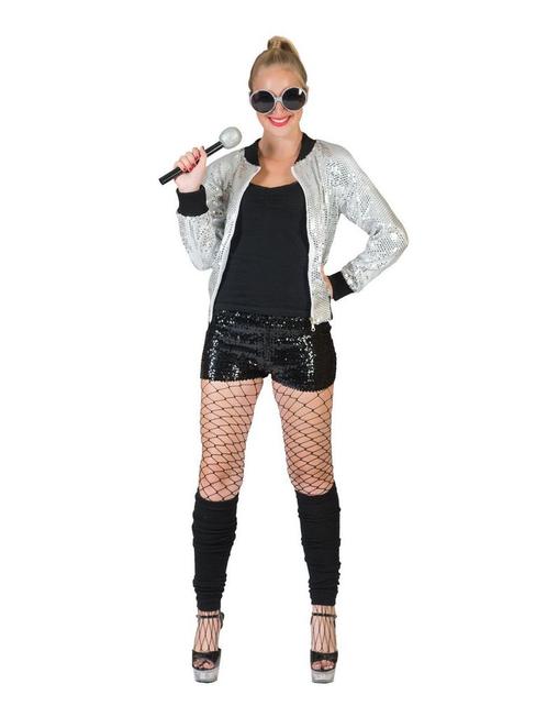 Disco Bomber Jas Zilver Pailletten, Kleding | Dames, Carnavalskleding en Feestkleding, Nieuw, Ophalen of Verzenden