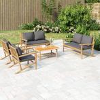 vidaXL 5-delige Loungeset met kussens bamboe donkergrijs, Tuin en Terras, Verzenden, Nieuw, Hout, Loungeset