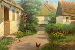 Hollandse school (XX) - Kippen op een zonnig boerderij erf