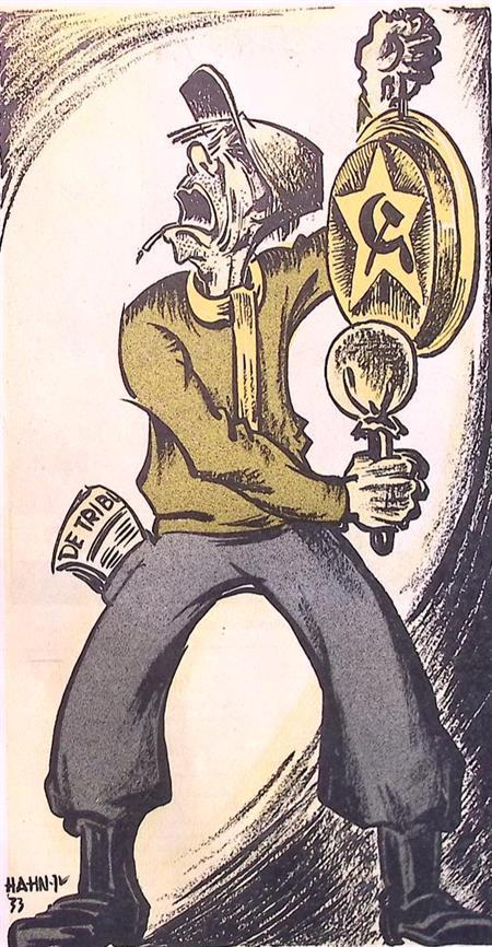 Het gebruik van communisme door de NSB op spotprent, Antiek en Kunst, Kunst | Litho's en Zeefdrukken, Verzenden