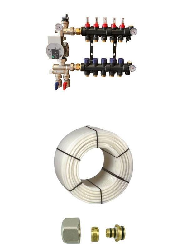 9 groep kunststof verdeler met pomp + 500mtr / 2x 200mtr..., Doe-het-zelf en Verbouw, Verwarming en Radiatoren, Overige typen
