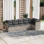 vidaXL 6-delige Loungeset met kussens poly rattan lichtgrijs, Verzenden, Nieuw, Rotan, Loungeset