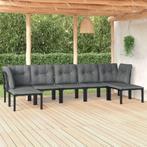 vidaXL 7-delige Loungeset poly rattan zwart en grijs, Verzenden, Nieuw, Rvs, Loungeset