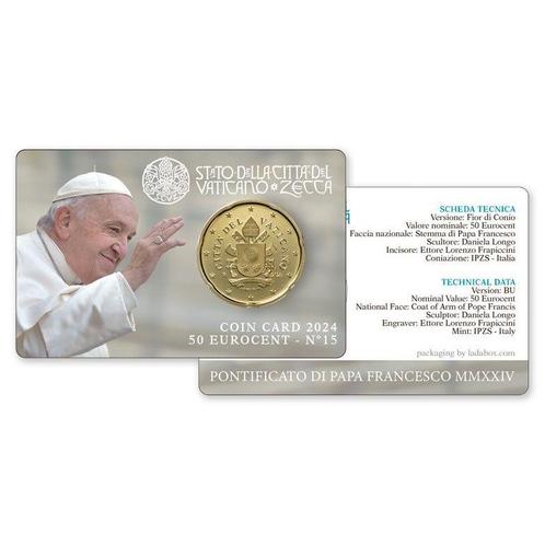 Vaticaan 50 Cent 2024 Coincard, Postzegels en Munten, Munten | Europa | Euromunten, Verzenden