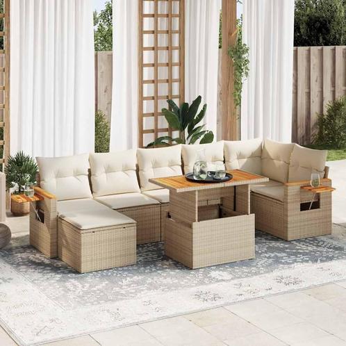 vidaXL 8-delige Loungeset met kussens poly rattan acacia, Tuin en Terras, Tuinsets en Loungesets, Loungeset, Nieuw, Verzenden