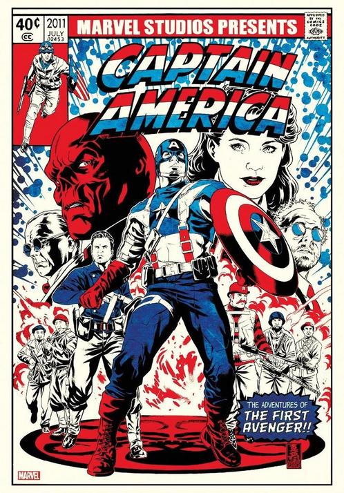 Posters - Poster Captain America - Captain America, Verzamelen, Muziek, Artiesten en Beroemdheden, Zo goed als nieuw, Verzenden