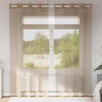 vidaXL Gordijnen voile met doorvoertules 2 st lichtbruin, Verzenden, Nieuw, Bruin